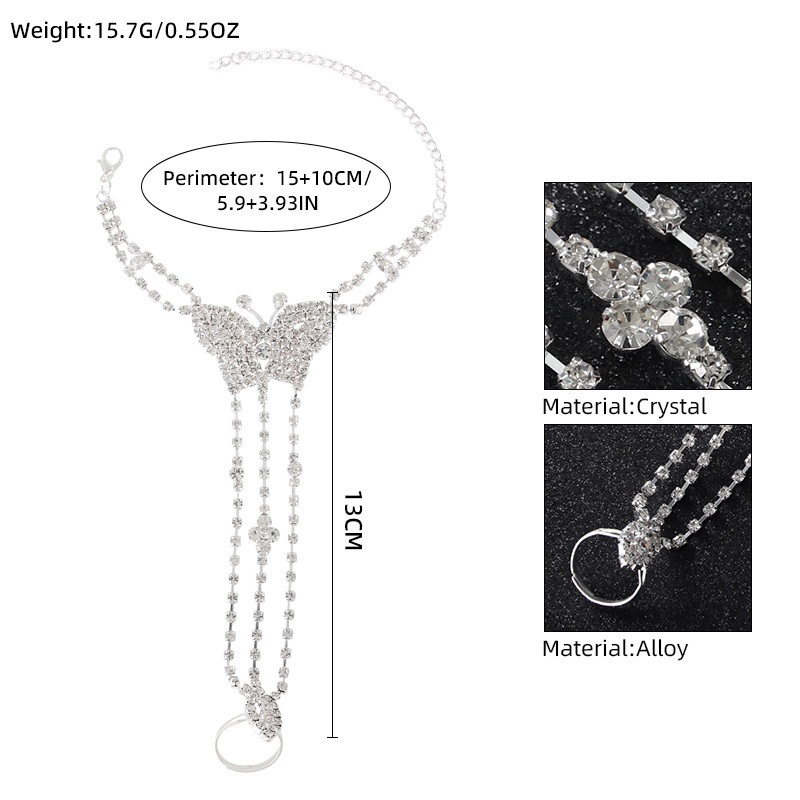 Women's Rhinestone-Encrusted Butterfly Link Bracelet